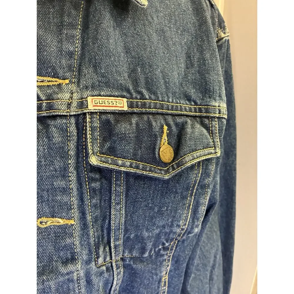 Vintage 80s Guess Georges Marciano Denim Jacket M Blue Jean Trucker USA 10847